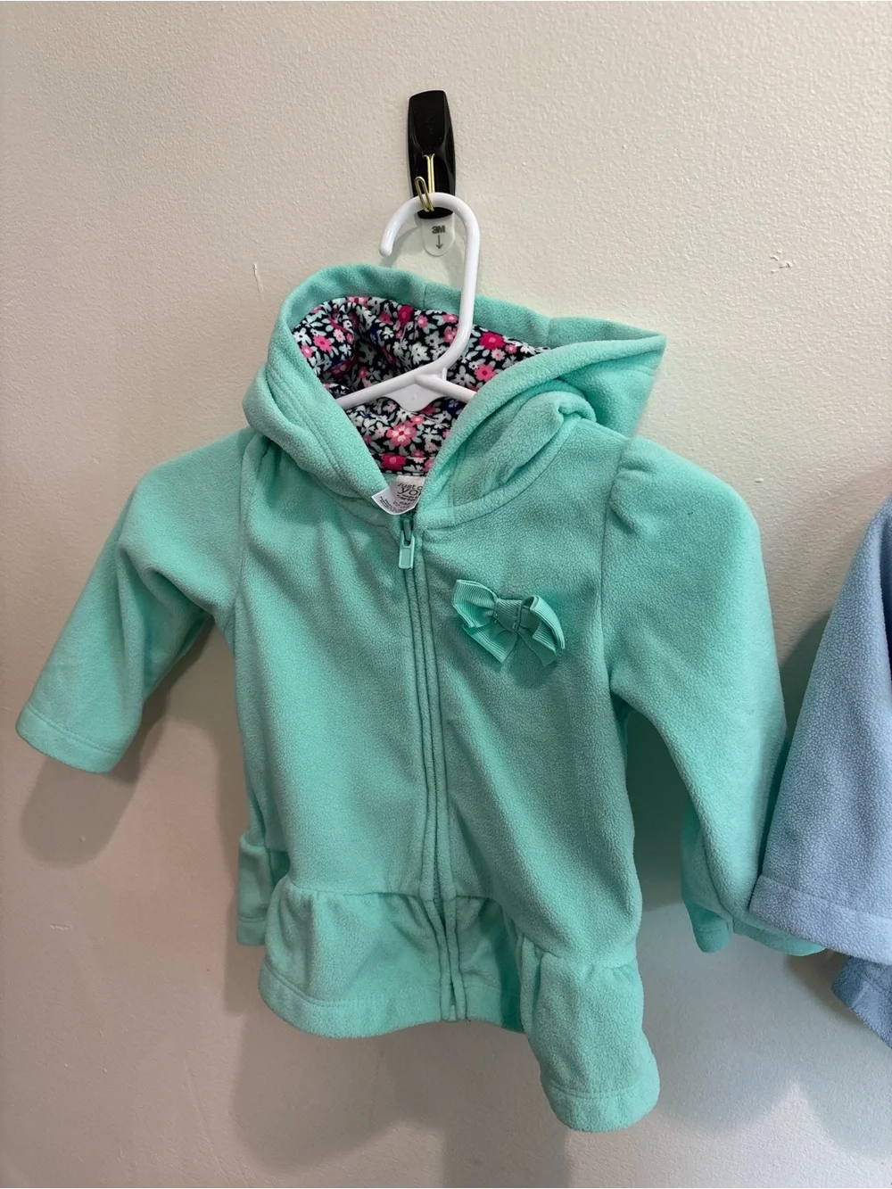 Carters 6 month baby girl Hooded Fleece Jacket - Mint & Light Blue Duo